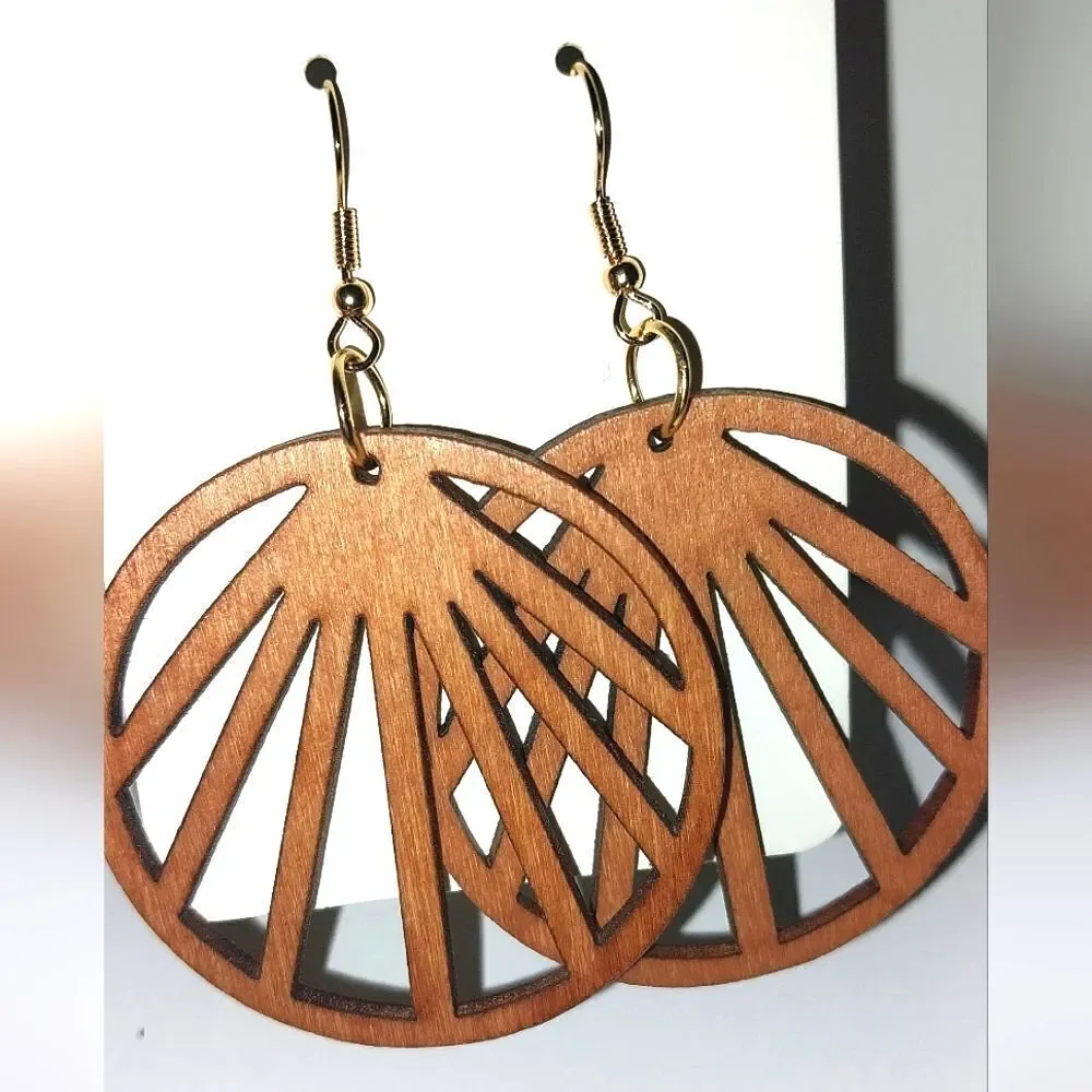Ladies Gorgeous Hollow Wooden Earrings